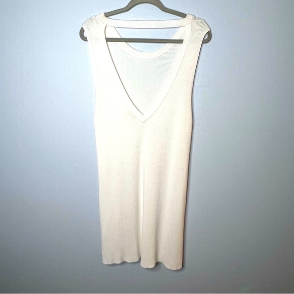 Gentle Fawn GF Sleeveless Sweater Dress Large Ivory Side Buttons V Back Ribbed - Picture 2 of 12